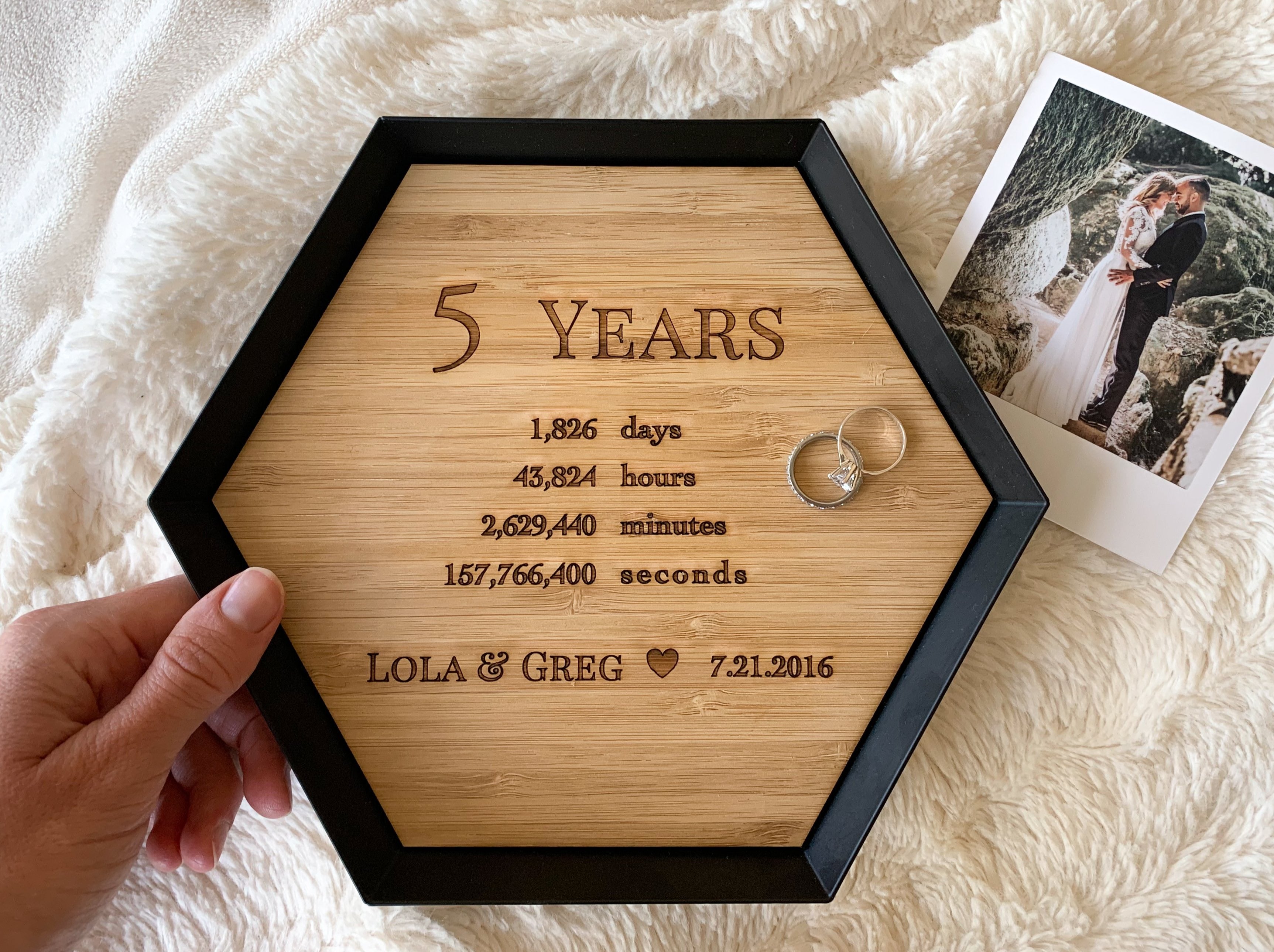Brooklyn Wood Tray 5th Wedding Anniversary Gift Paper Anniversary by Anna V
