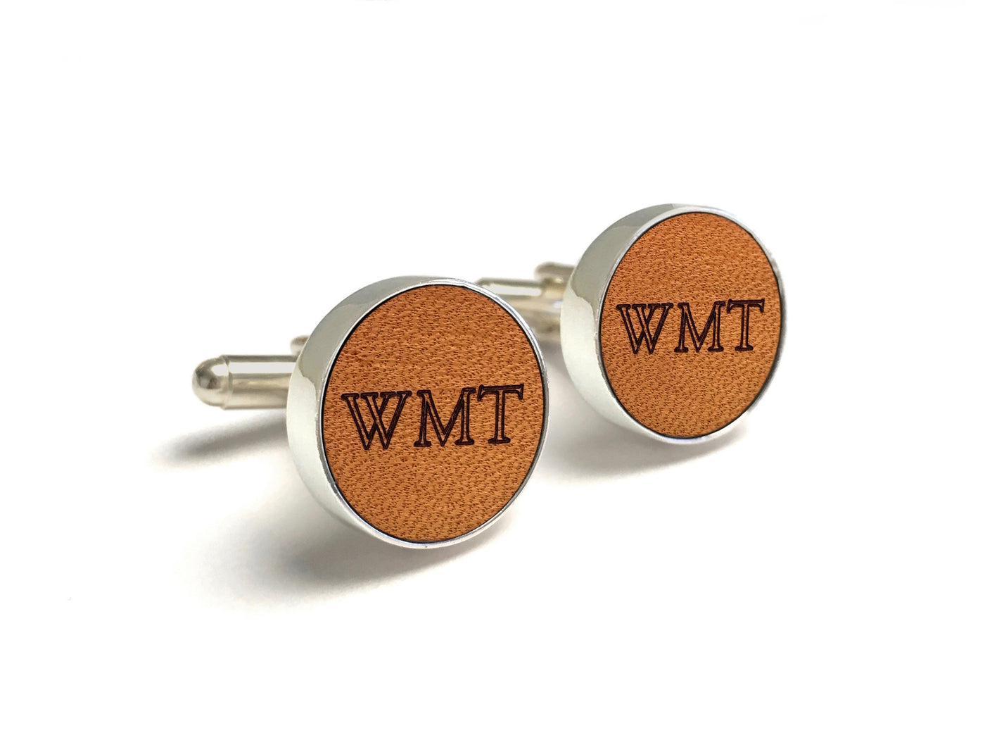 3 Year Anniversary Gifts For Him - Monogrammed Leather Cufflinks