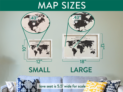 Linen Map with Personalized Milestone Pins