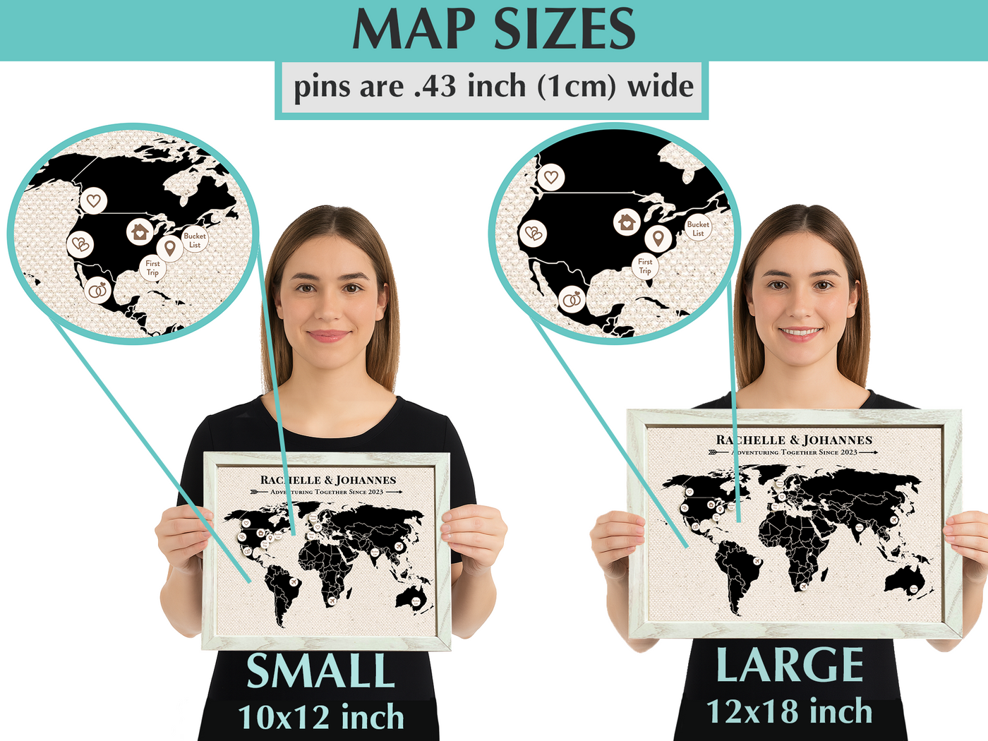 Cotton Map with Personalized Milestone Pins