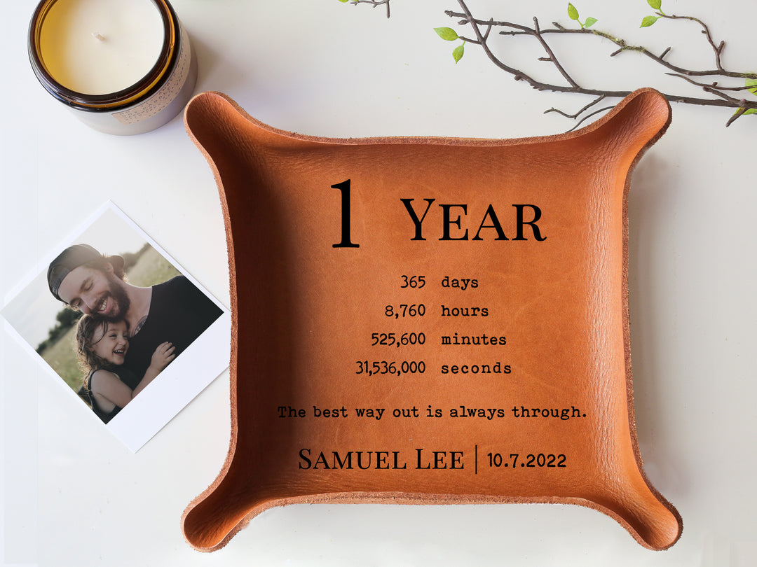 Sobriety Leather Tray – Paper Anniversary® by Anna