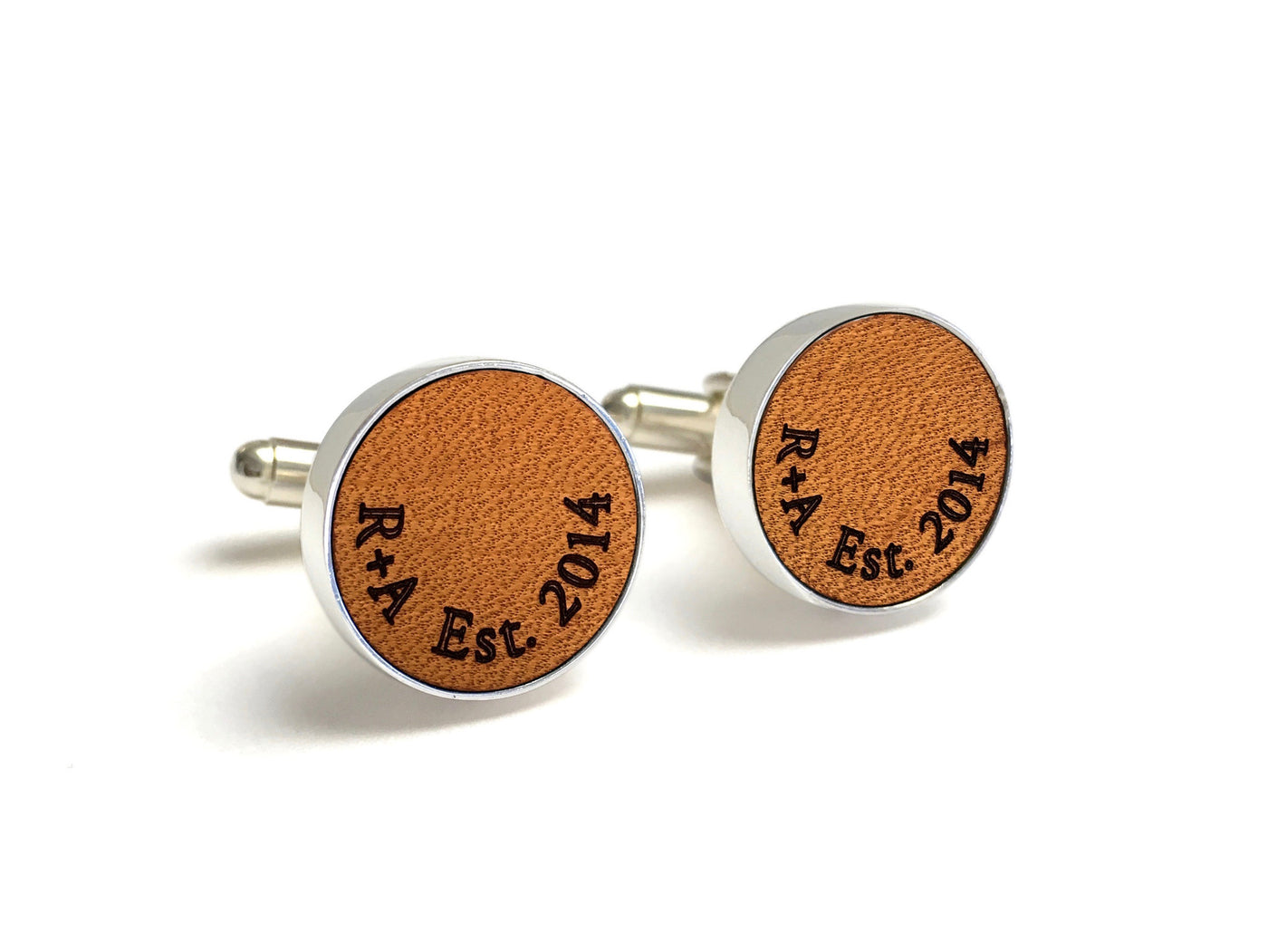 3 Year Anniversary Gifts For Him - Personalized Leather Cufflinks