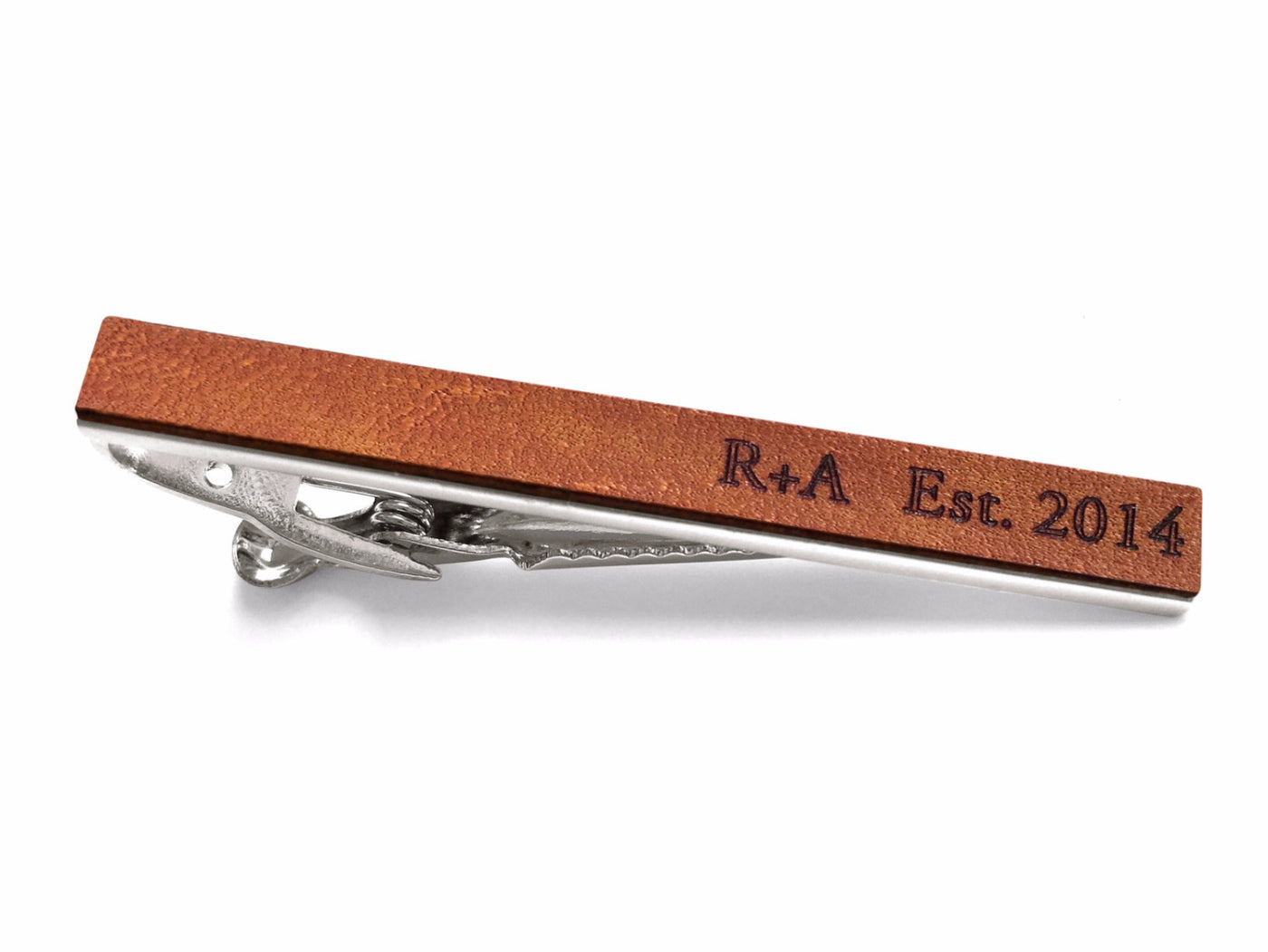 3 Year Anniversary Gifts For Him - Personalized Leather Tie Bar
