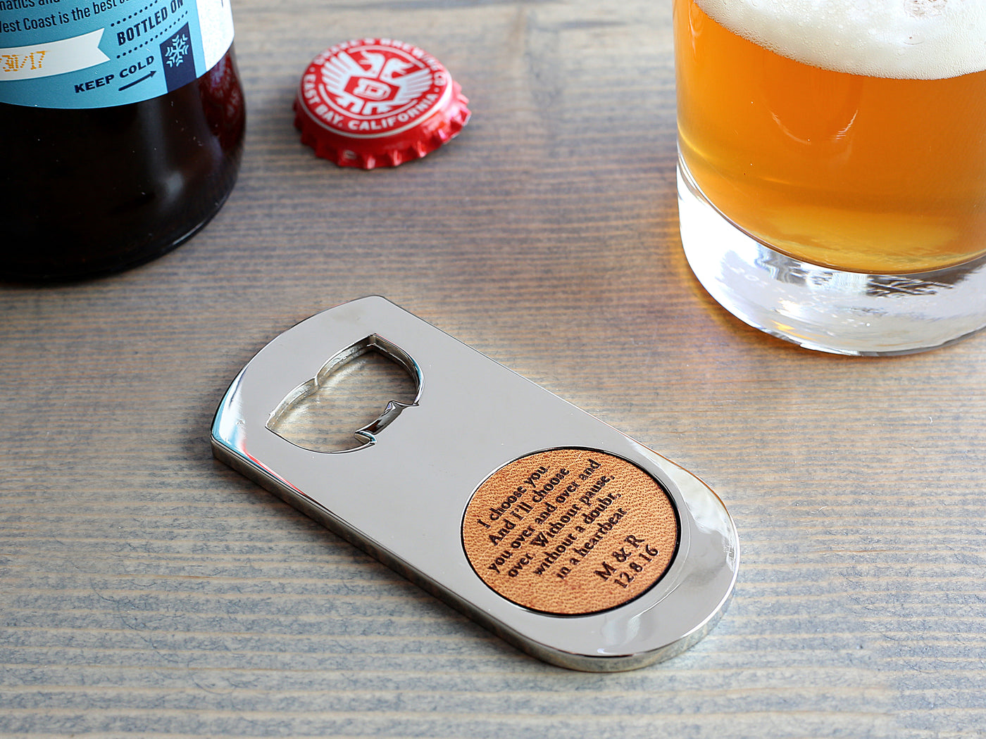 Personalized Leather Bottle Opener | Leather Anniversary Gift for Him ...