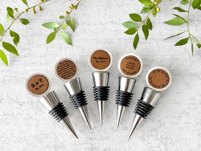 personalized leather wine stoppers