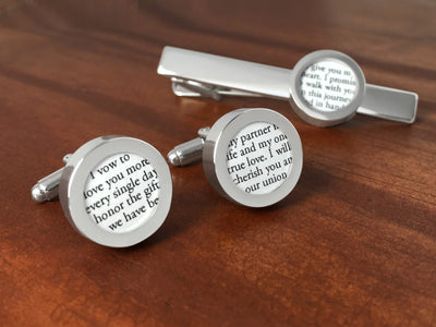 Cufflinks For Him - Gift Set With Vows Or Wedding Song