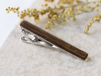 dark walnut wood tie clip