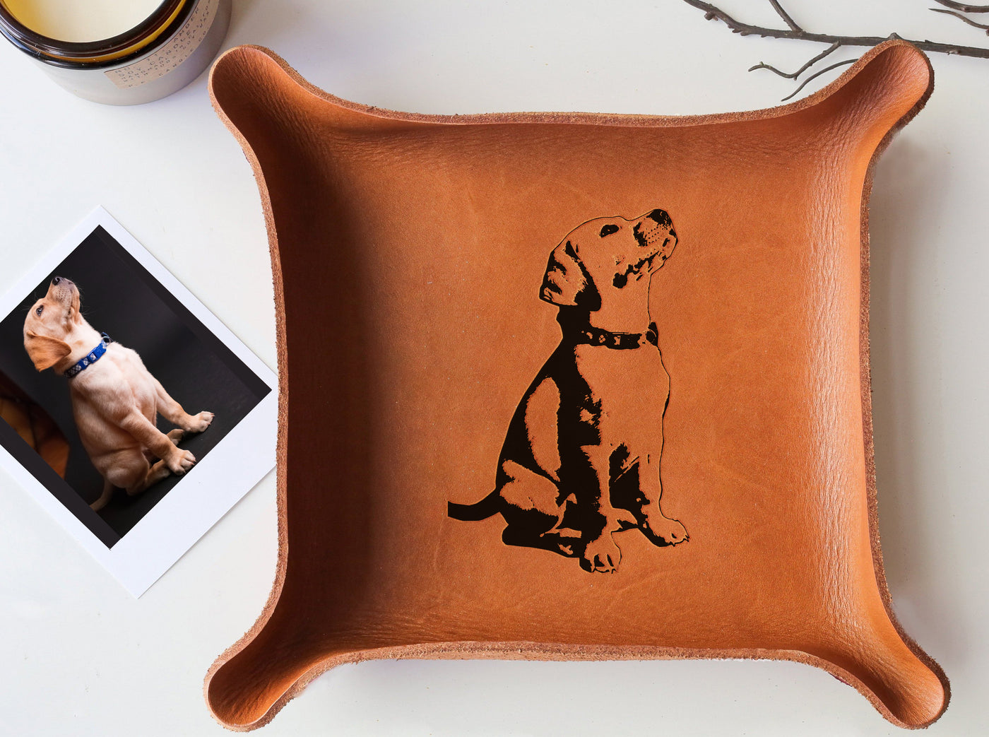 Leather Tray Engraved with your Photo