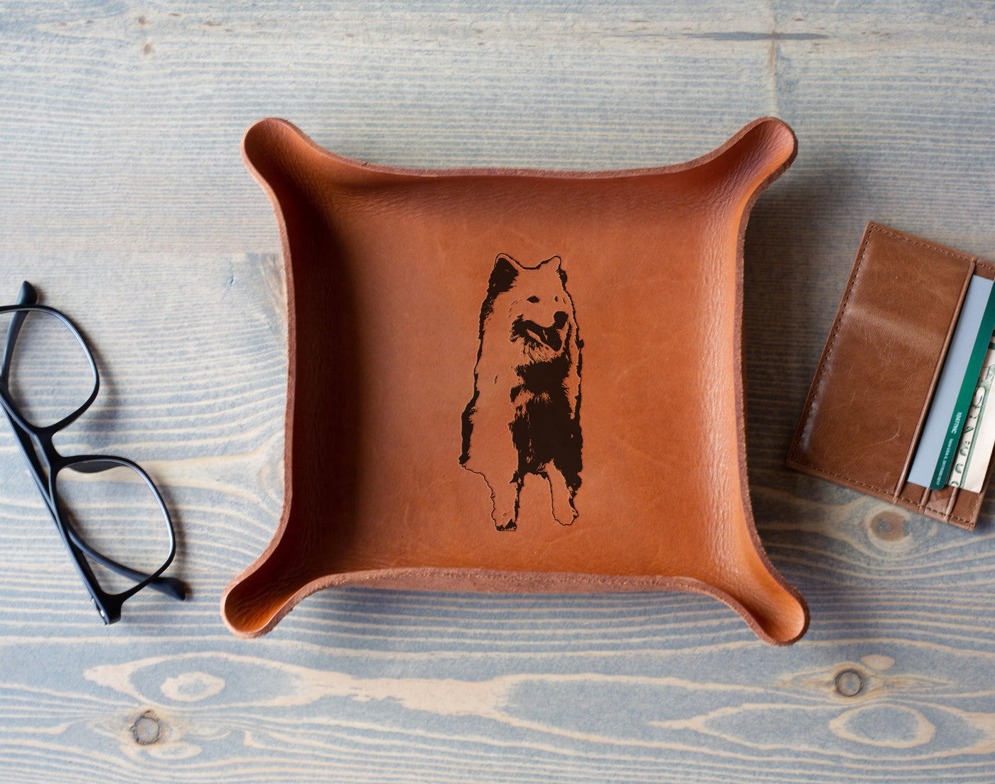 Leather Tray Engraved with Pet