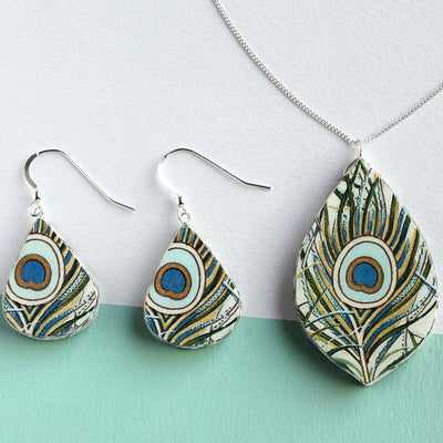 first anniversary gift for her - peacock paper jewelry
