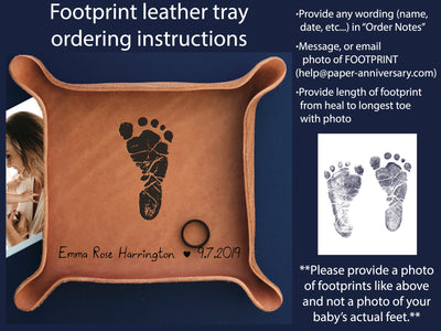Leather Tray with Baby Footprint