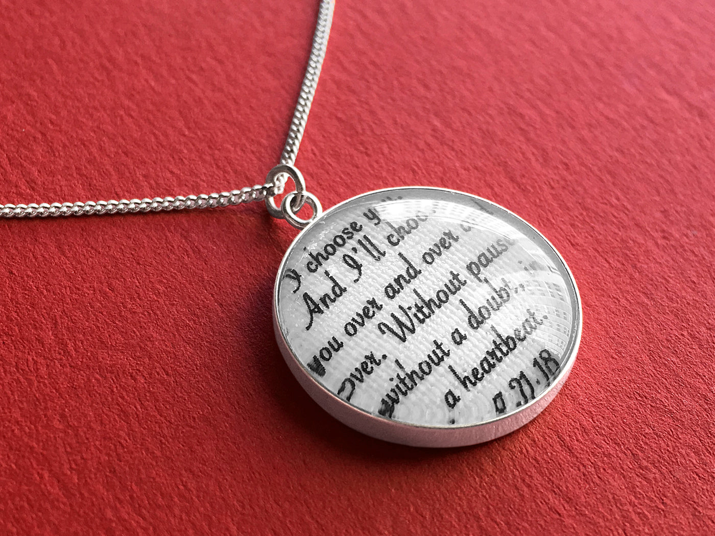 personalized cotton anniversary necklace