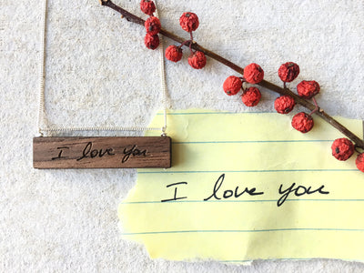 personalized handwriting I love you necklace