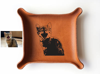 Leather Tray Engraved with your Photo