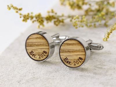 whiskey cufflinks with date and initials