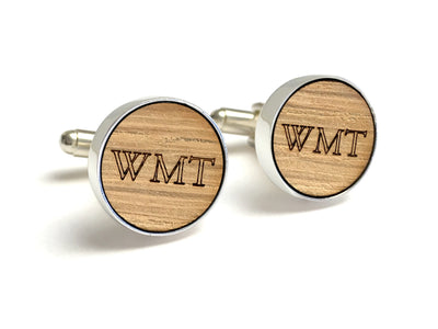 Wood Anniversary Gifts For Him - Monogrammed Whiskey Wood Cufflinks