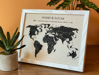 Linen Map with Personalized Milestone Pins